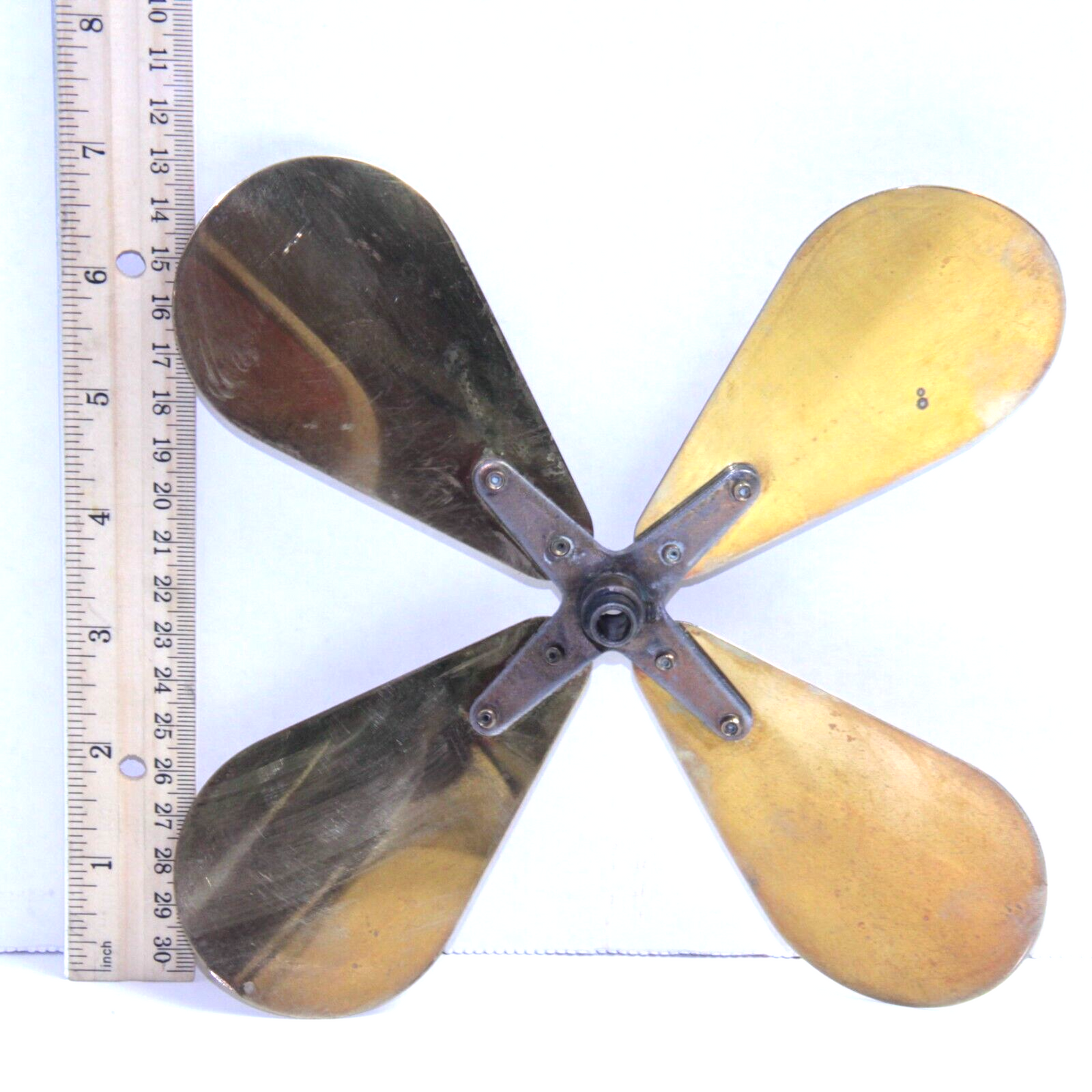 Antique 9” Emerson Fan Blade – Parker Brass, 6.3mm ID Hub, Vintage Industrial