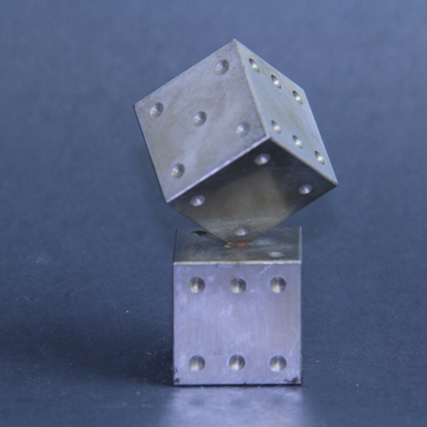 3" Mid Century Modern Dice Steel Brutalist Art Sculpture