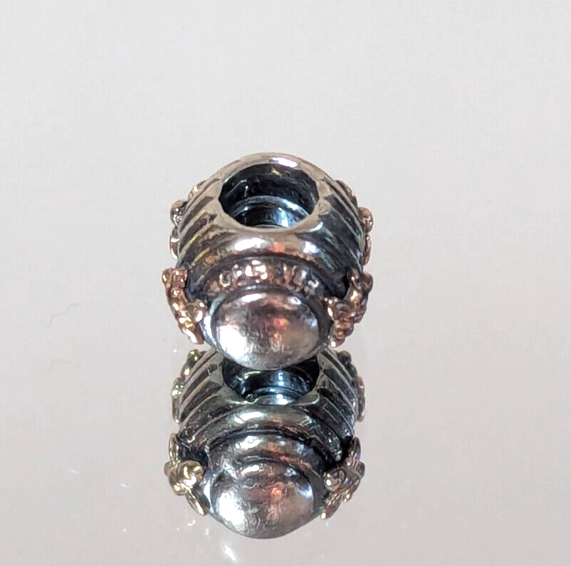 Authentic Pandora Retired Sterling Silver & 14K Gold Beehive Charm 790577