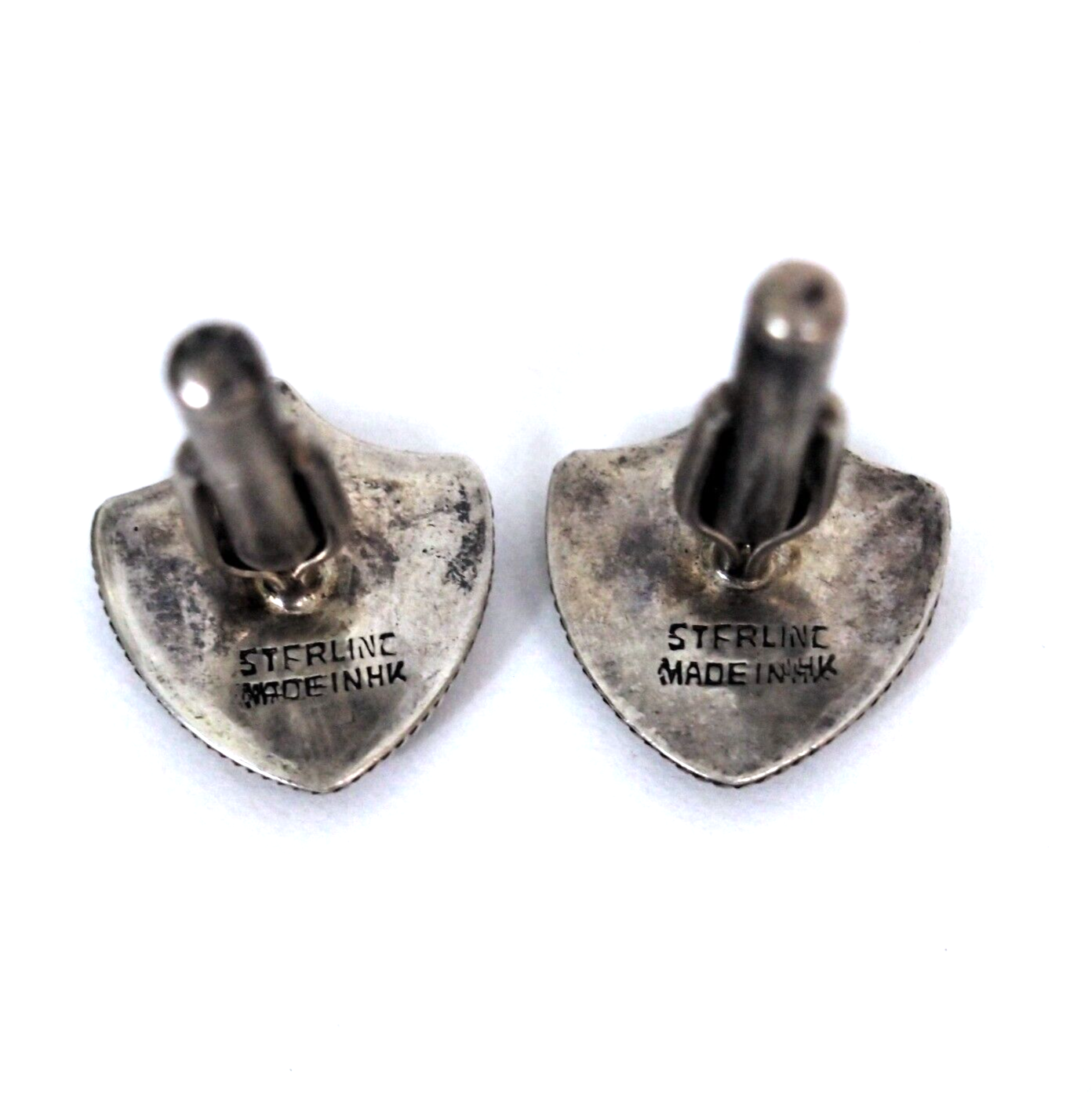 Sterling Silver & Onyx Good Luck Cufflinks โ Made in Hong Kong โ Vintage .925