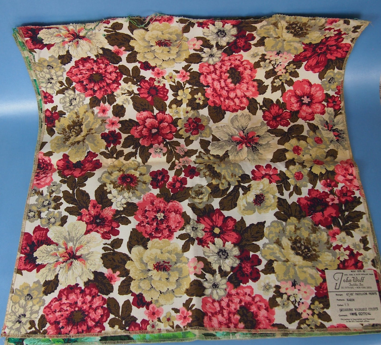 Vintage John Wolf Textiles 100% Cotton Swatch 24"