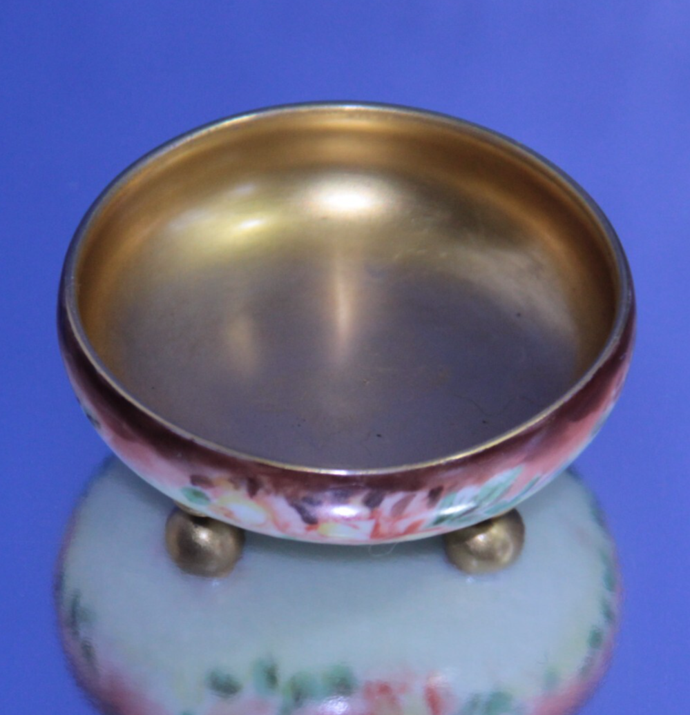 Antique T&V Limoges France Hand-Painted Floral & Gold Footed Bowl ✨