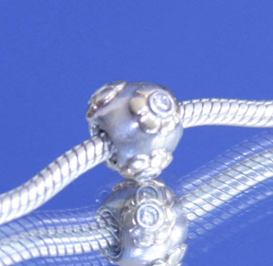 Authentic Pandora Sterling Silver & 14K Gold Flower Charm Retired 790207CZ ✨