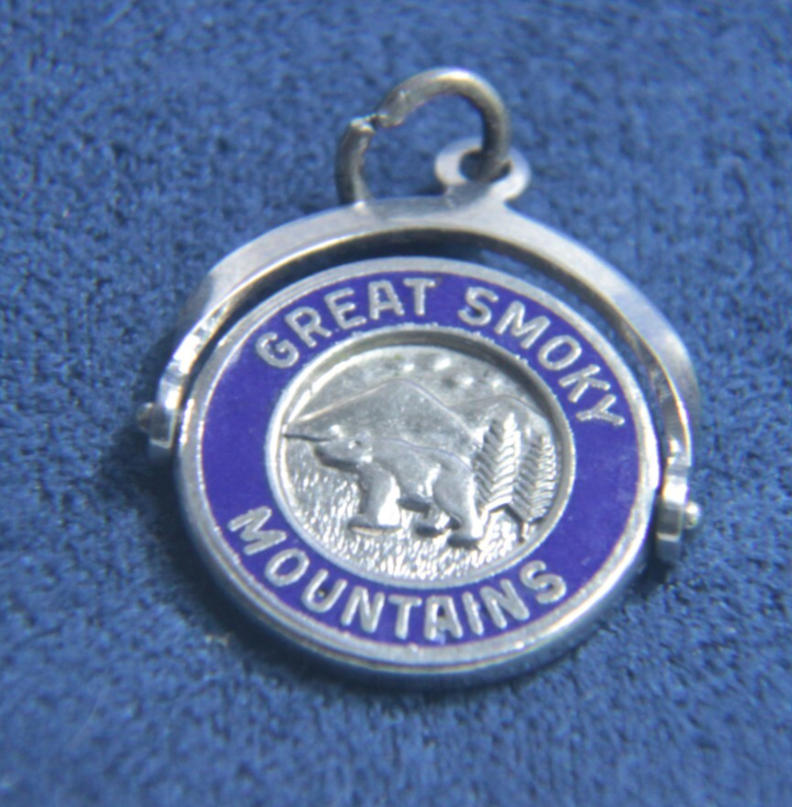 Vintage Sterling Silver Enamel Great Smoky Mountains Fidget Spinner Dangle Charm