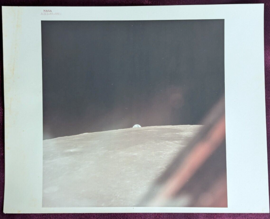 NASA Apollo 11 Mission Red Number Photo - Earth Rise on Moon w Lander
