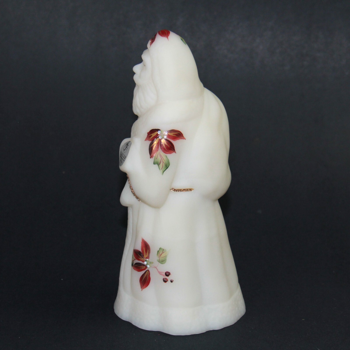 Fenton Old World Santa 8"| Hand Painted Christmas Poinsettia | Signed C Smith 🎄
