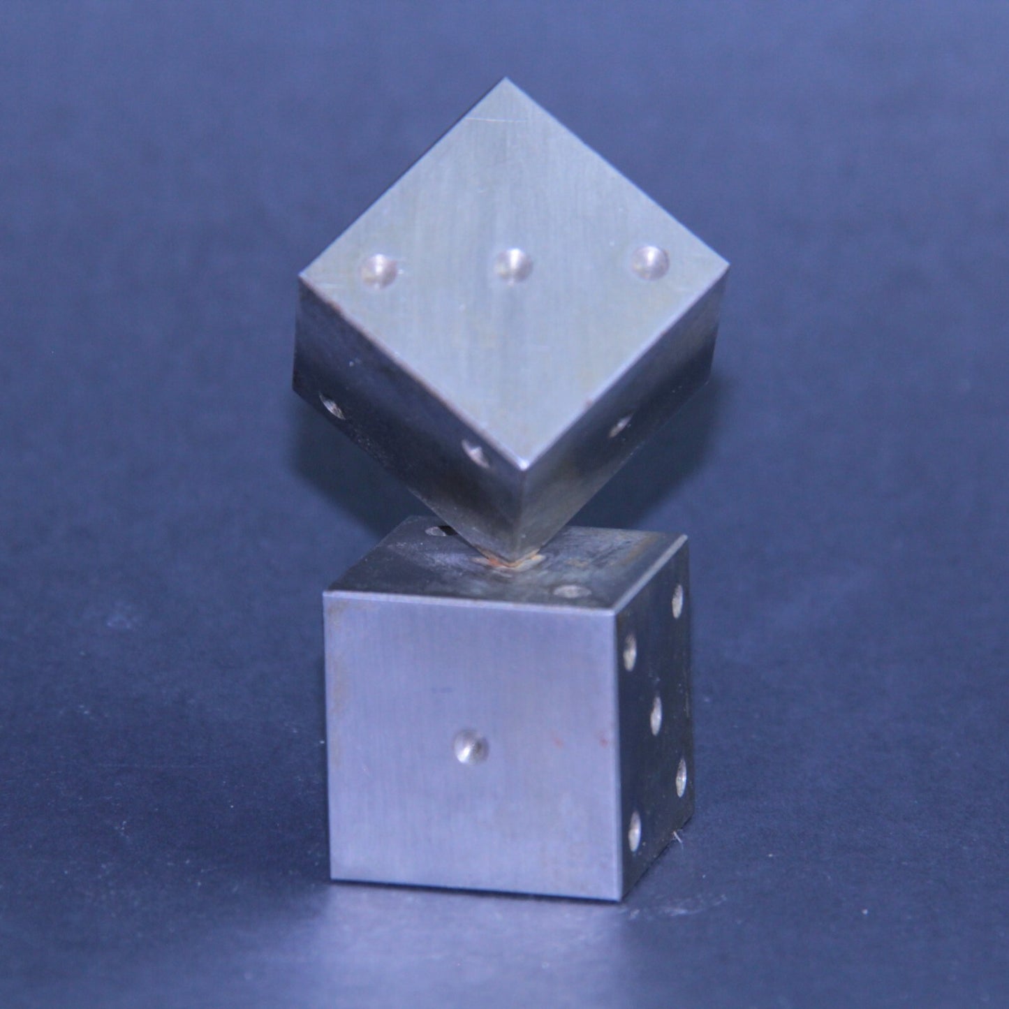 3" Mid Century Modern Dice Steel Brutalist Art Sculpture