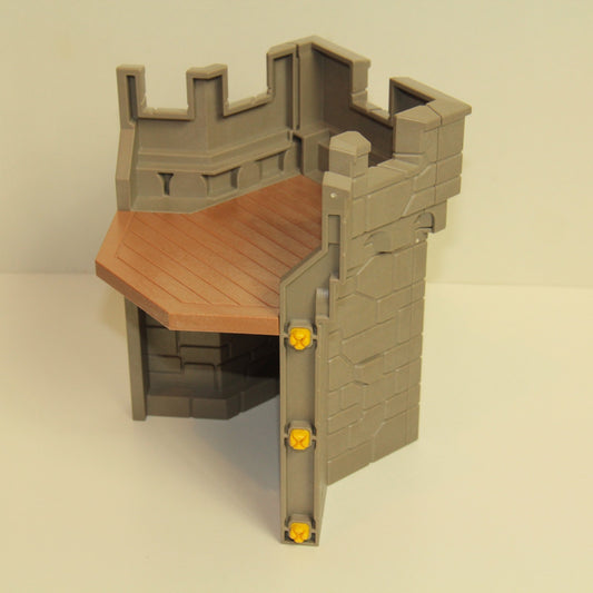 Playmobil Knights Castle Part – Wall Section w Walkway & System X Connectors