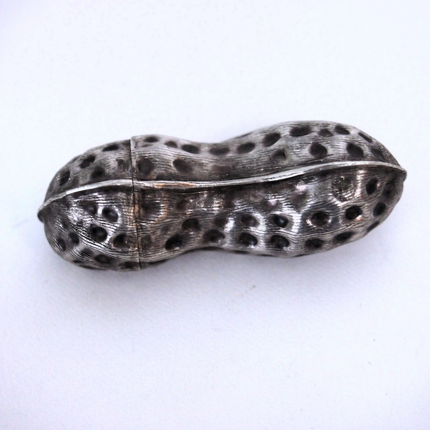 Sterling Silver Peanut Pill Box – Taxco Mexico .925 – MAL – 8 Mark - 2" Long