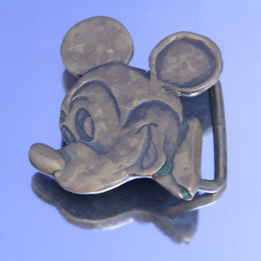 70's Mickey Mouse Bronze Belt Buckle - Disneyland Disney World Souvenir