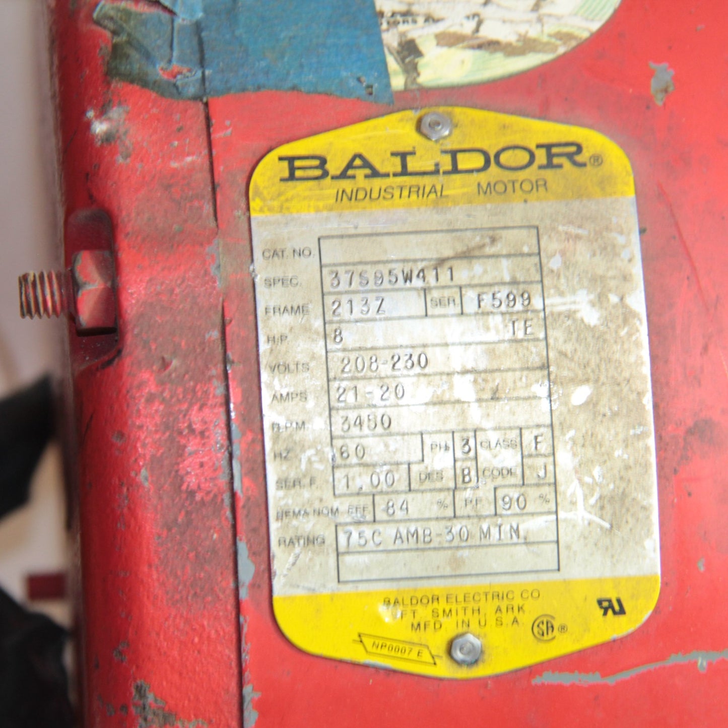 Baldor 8 HP 3-Phase Electric Motor – 3450 RPM – 213Z Frame – 208–230V 60Hz 8hp ⚡