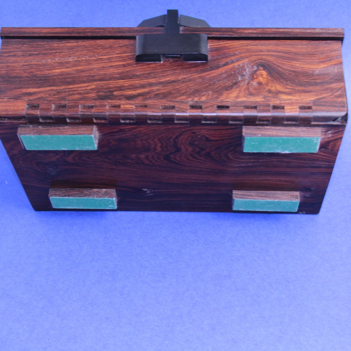 Handmade Wood Writing Box Boyce England – Ebony, Bird’s Eye Maple & Burlwood 13"
