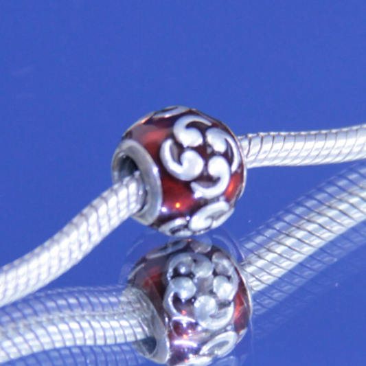 Authentic Pandora Retired Sterling Silver Red Enamel Zen Charm – 790491EN09 ALE