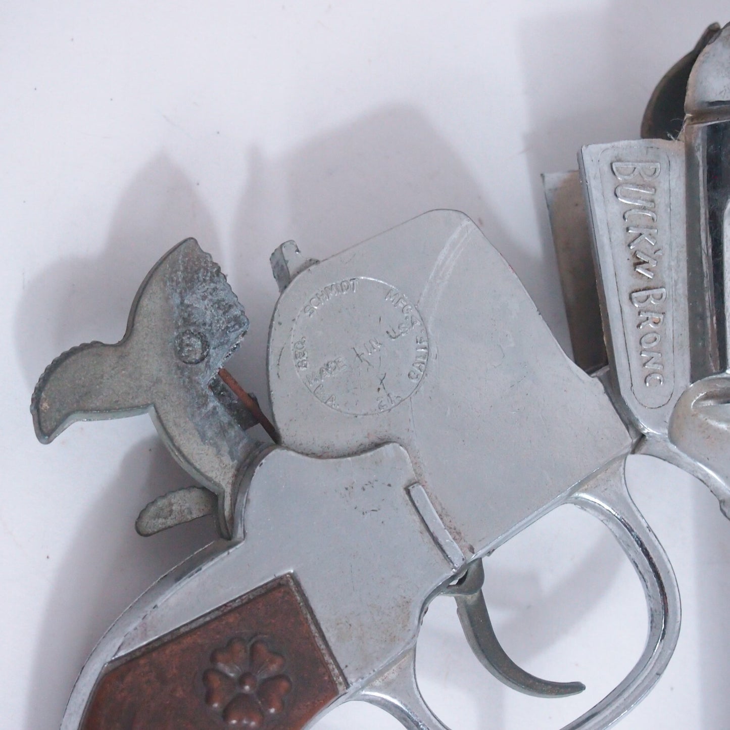 Vintage Schmidt BB Marshal Buck'N Bronco Toy Cap Gun  Copper Grips Cowboy Pistol