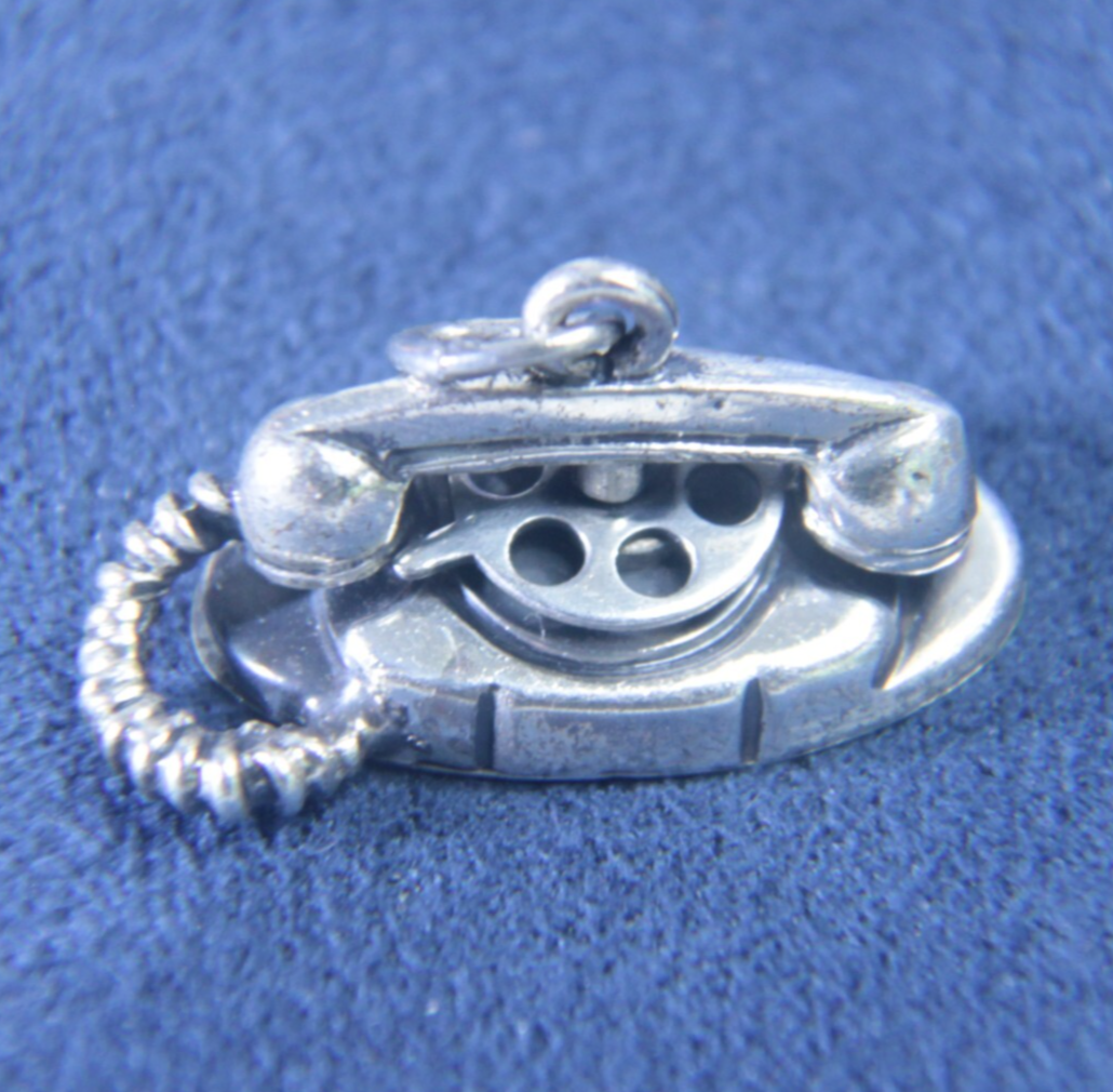 Vintage Beau Sterling Silver 925 Rotary Phone - Telephone Charm – 7/8"