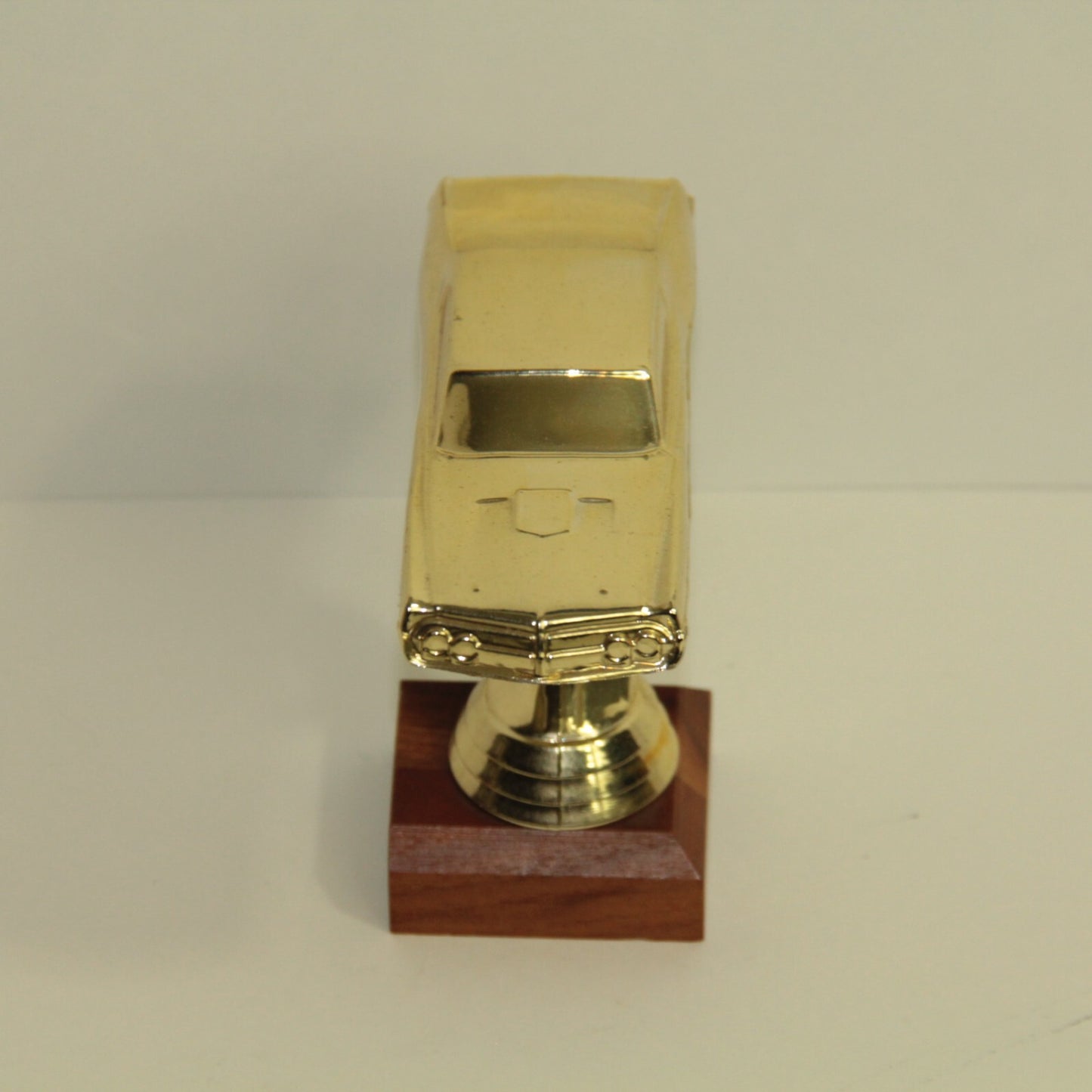 Vintage 1970's Muscle Stock Car Trophy Topper – 4.5" Tall – Gold on Wood Base
