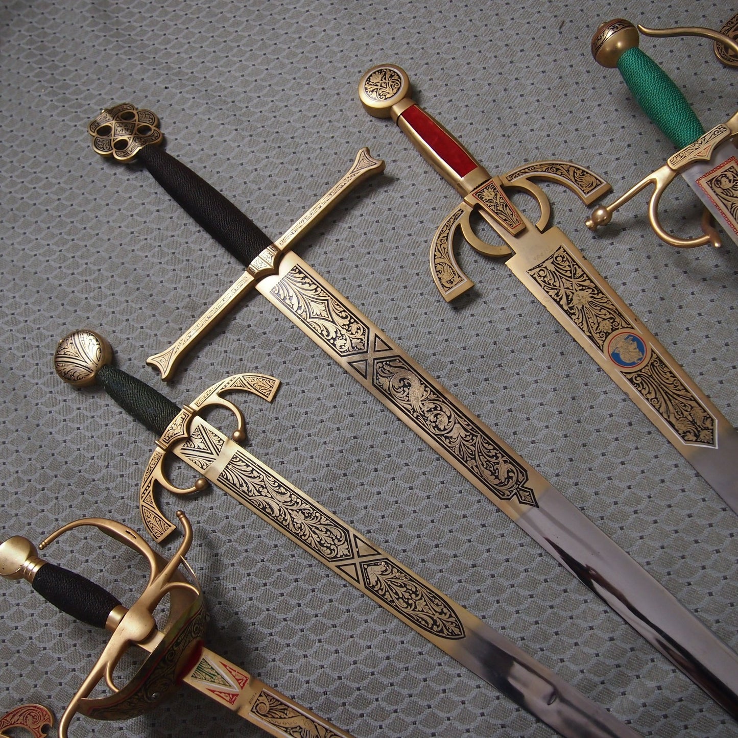 9 Full Size Toledo Steel Swords on Wood Plaque incl El Cid's Tizona & La Colada