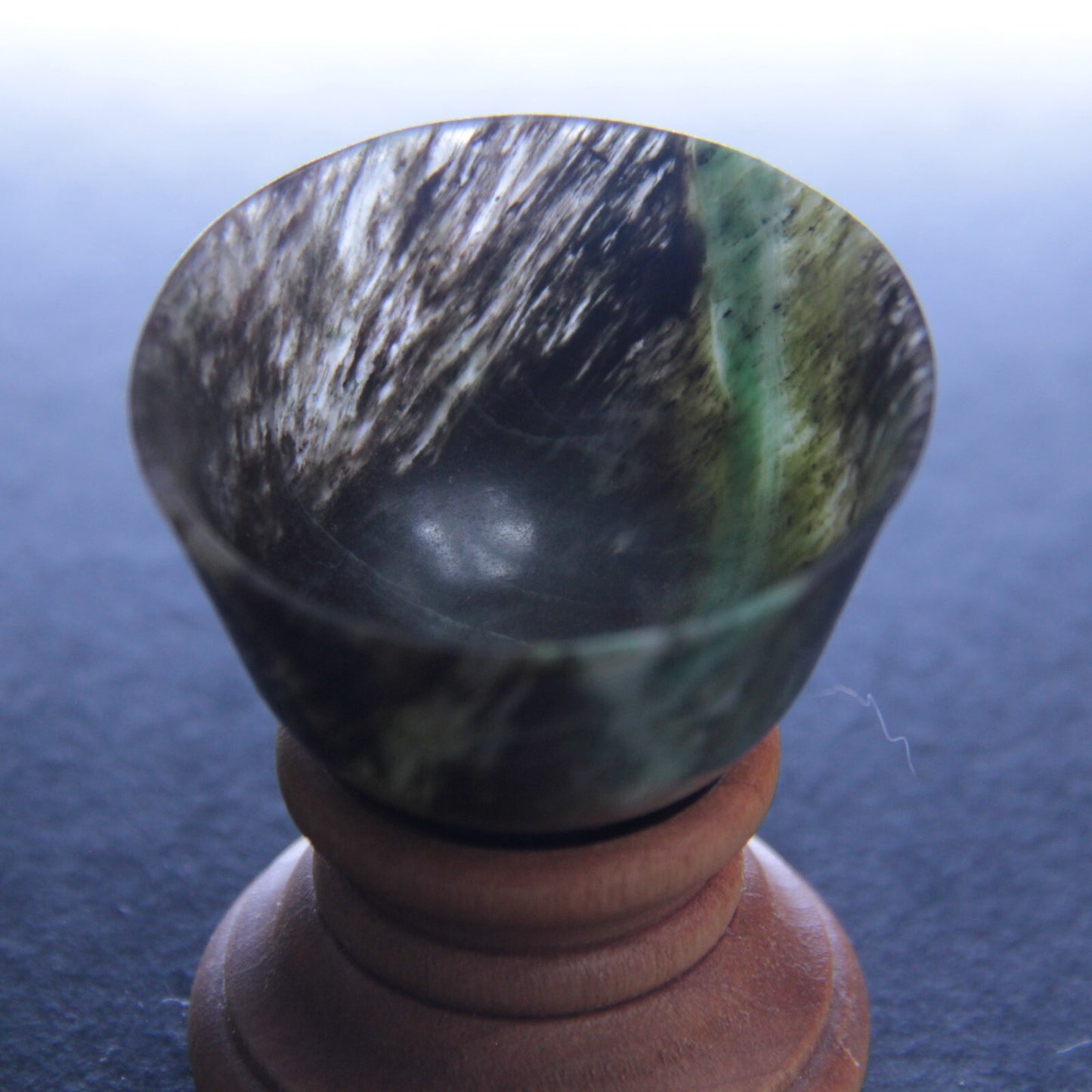 Carved Natural Jade Bowl & Stand | 49mm x 30mm | Beijing Export Wax Seal 🧧