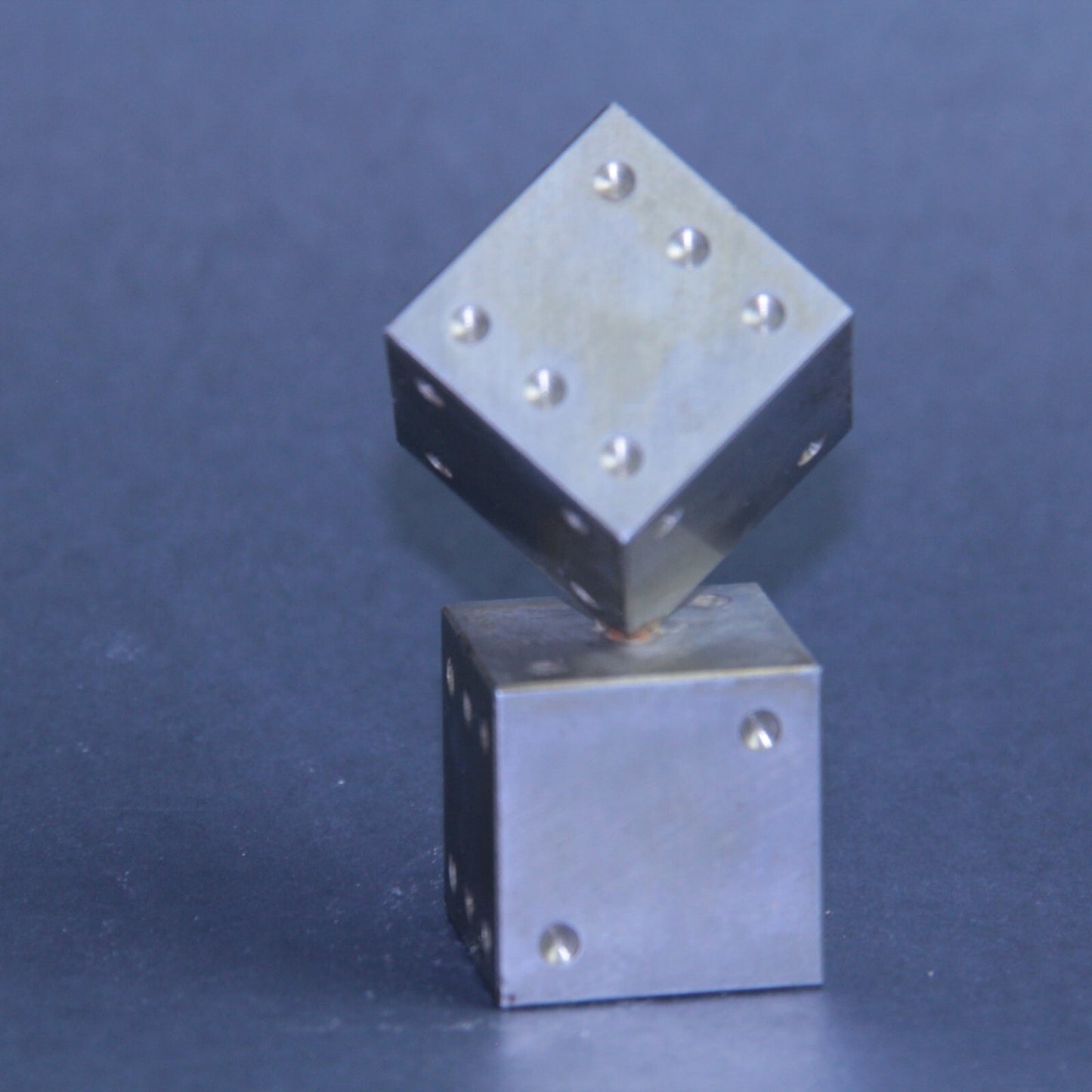 3" Mid Century Modern Dice Steel Brutalist Art Sculpture