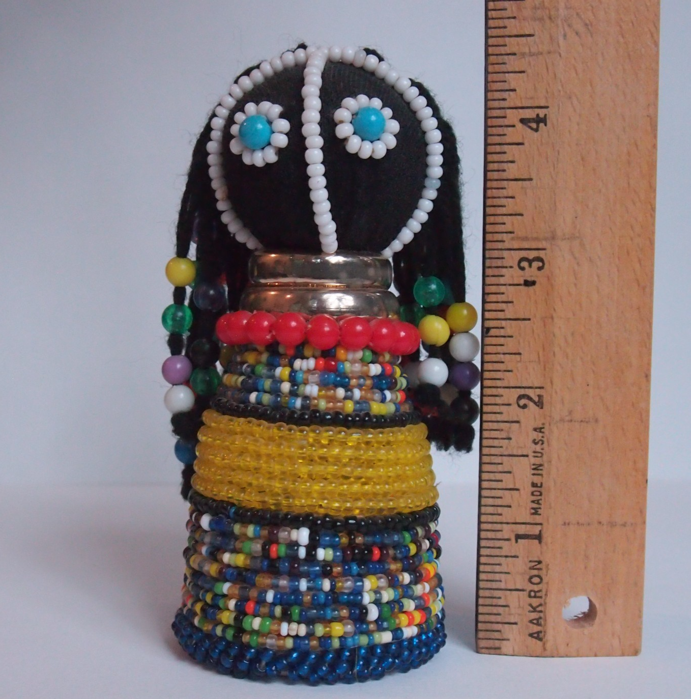 African Ndebele Beaded Fertility Doll • 4.5" Handmade Tribal