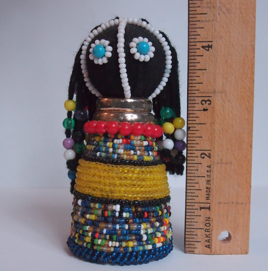 African Ndebele Beaded Fertility Doll • 4.5" Handmade Tribal