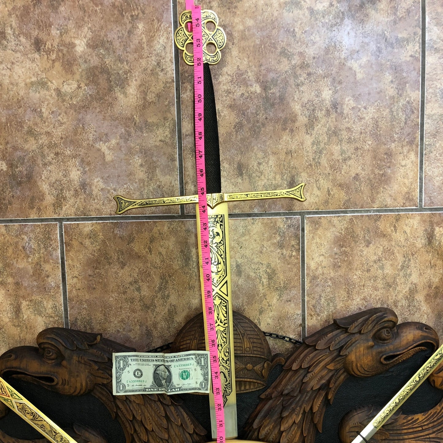 9 Full Size Toledo Steel Swords on Wood Plaque incl El Cid's Tizona & La Colada