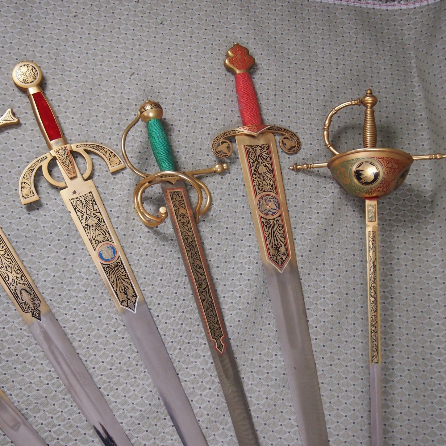 9 Full Size Toledo Steel Swords on Wood Plaque incl El Cid's Tizona & La Colada
