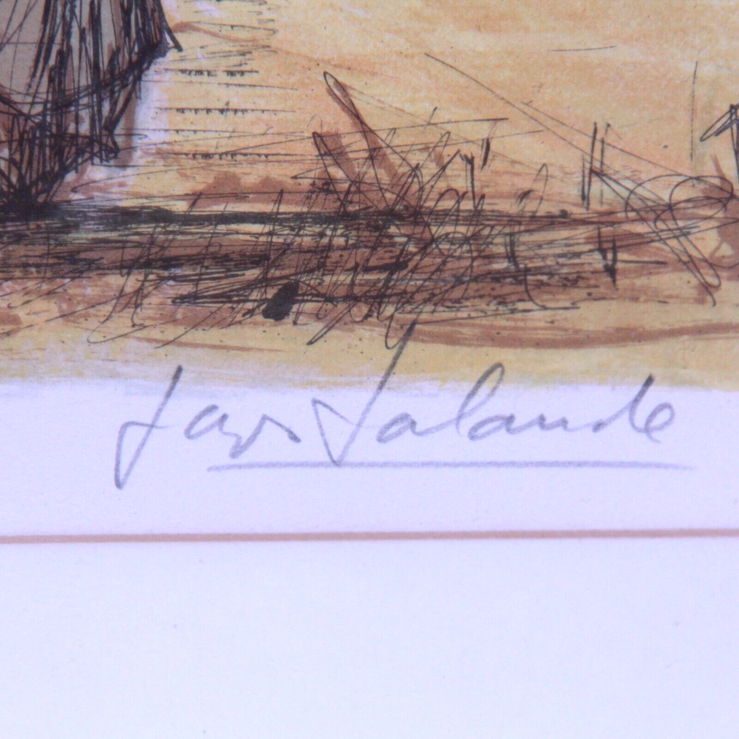 Jaques Lalande Signed Lithograph Sur la Jetée – 1976 Paris – Youth on Pier