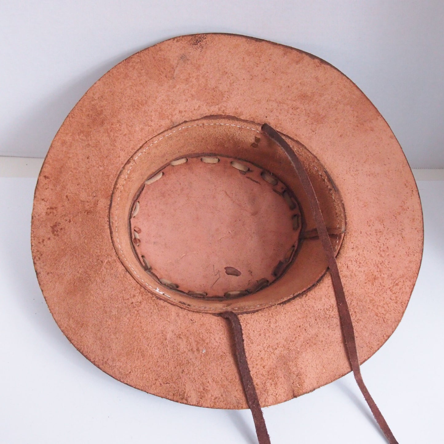 Handmade Leather Stitched Outback Crusher Cowboy Hat – Size 54 – Wide Brim