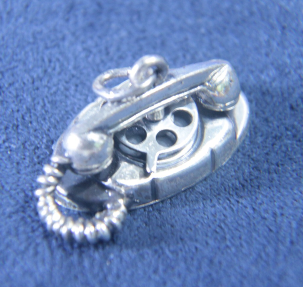 Vintage Beau Sterling Silver 925 Rotary Phone - Telephone Charm – 7/8"