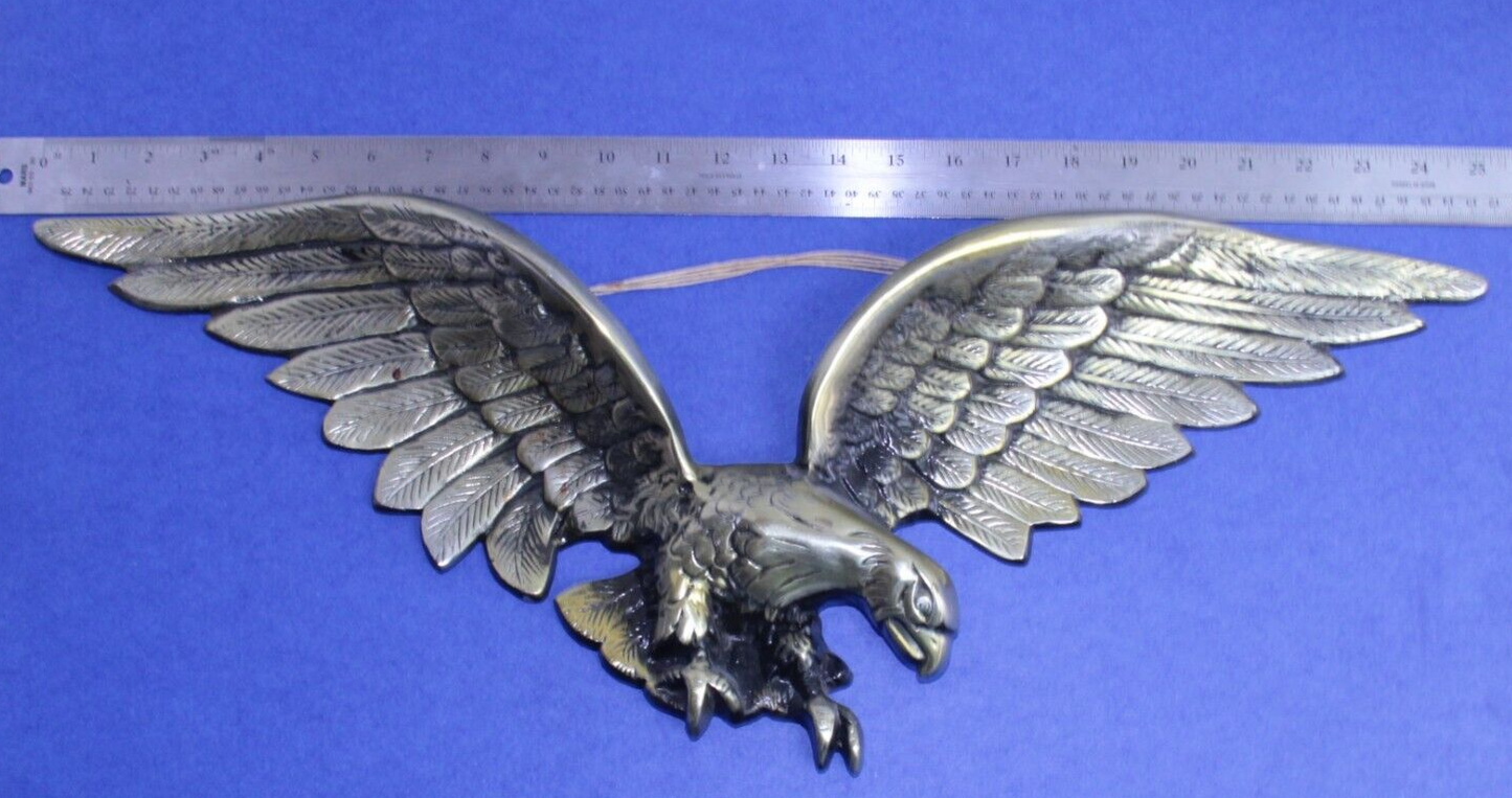 Vintage Cast Iron Metal Eagle Wall Plaque – 25" Brass-Coated – Made in Japan 🦅