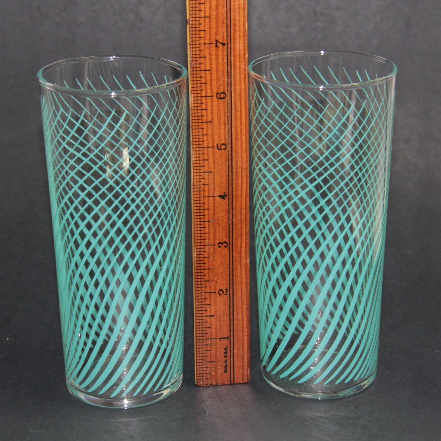 Vintage Libbey Teal Swirl Tumbler Glasses Set of 4 – 6.5" Mid Century Modern 🌟