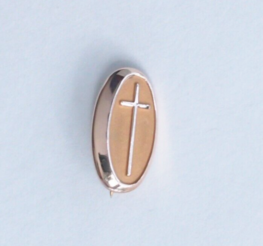 10K Solid Yellow Gold Cross Lapel Pin – Polished Cross on Matte Background