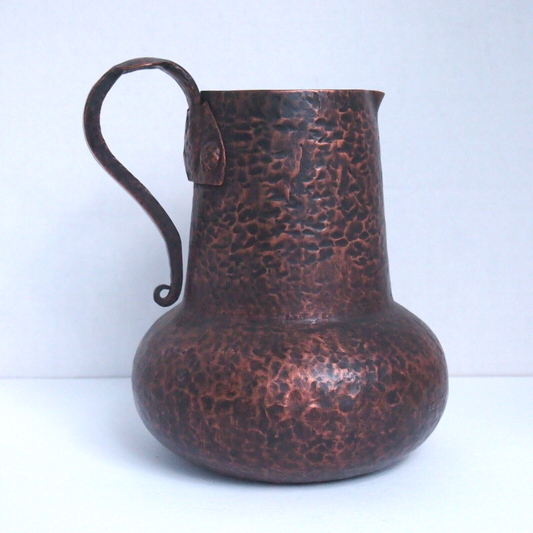 6" Hand Hammered Copper Pitcher – Handmade Water Jug with Thick Walls – 1lb 3oz