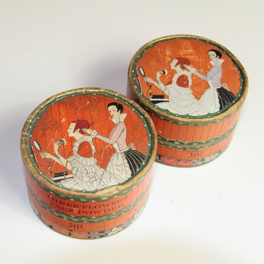 2x Antique Richard Hudnut Powder Box – “Three Flowers” Art Nouveau – Empty 🌸