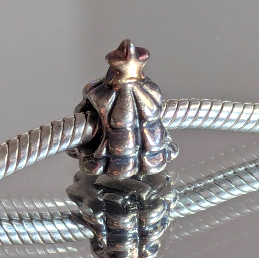 Authentic Pandora Retired Sterling Silver Christmas Tree Charm 14K Gold Star