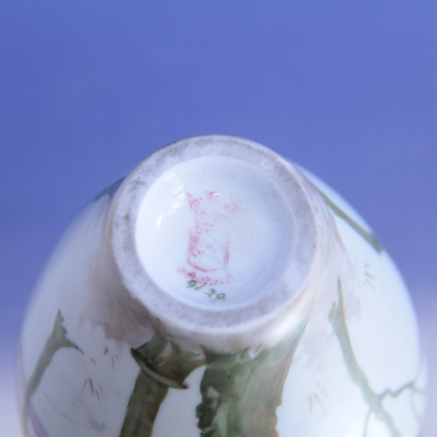Ernst Wahliss Art Nouveau Gilt Earthenware Vase – Spring Landscape w Sparrow