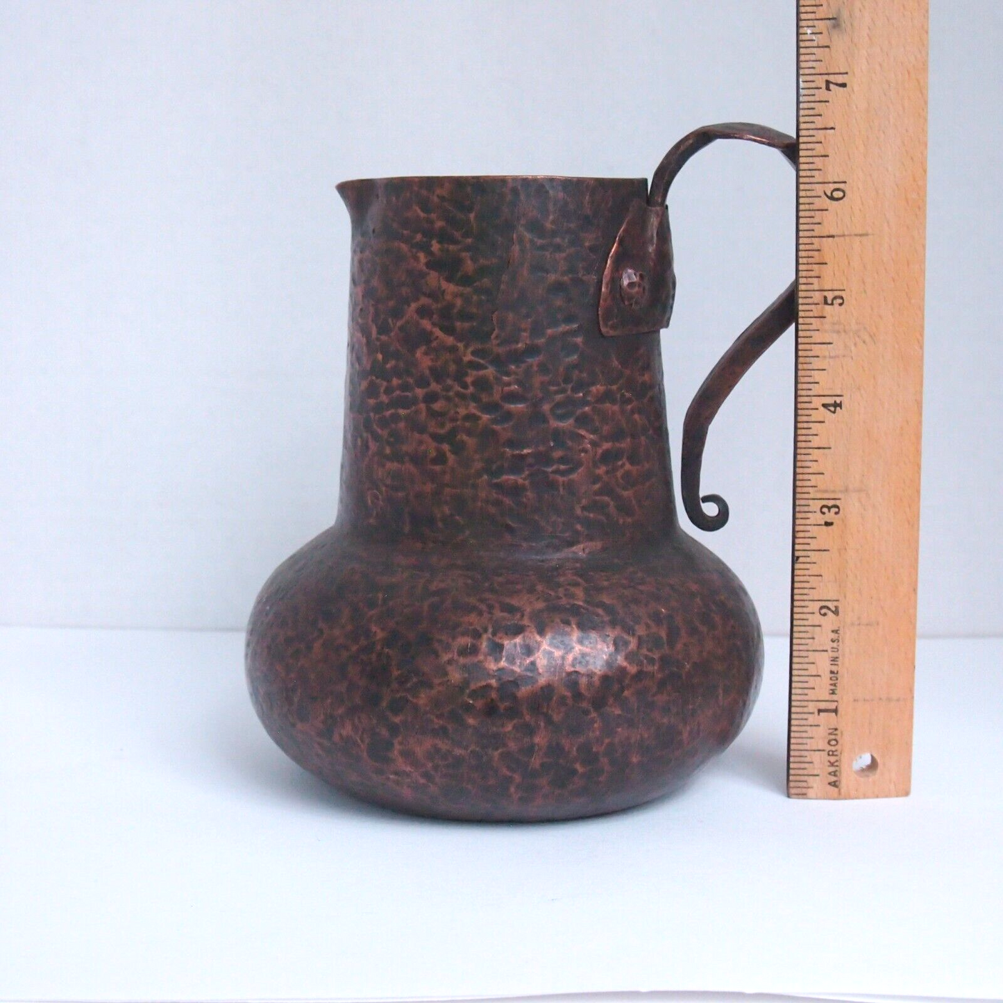 6" Hand Hammered Copper Pitcher – Handmade Water Jug with Thick Walls – 1lb 3oz