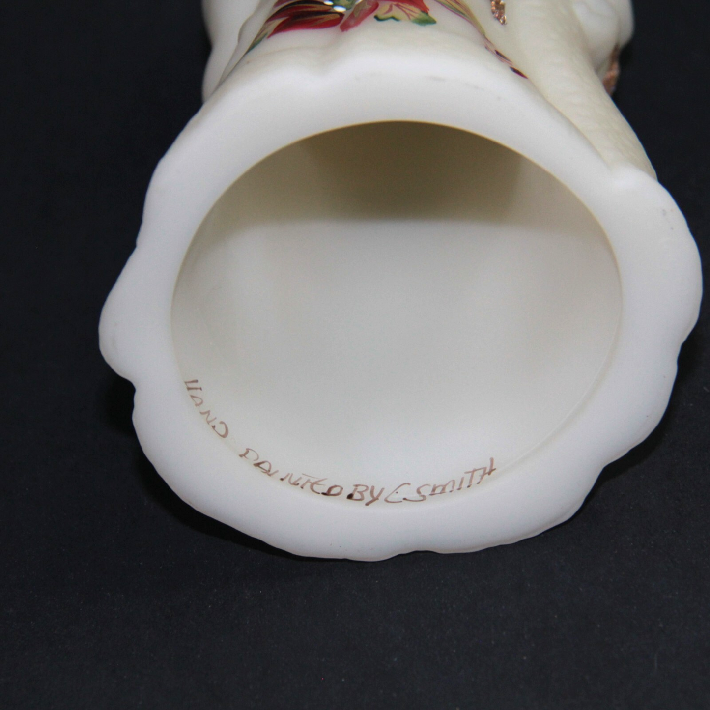 Fenton Old World Santa 8"| Hand Painted Christmas Poinsettia | Signed C Smith 🎄