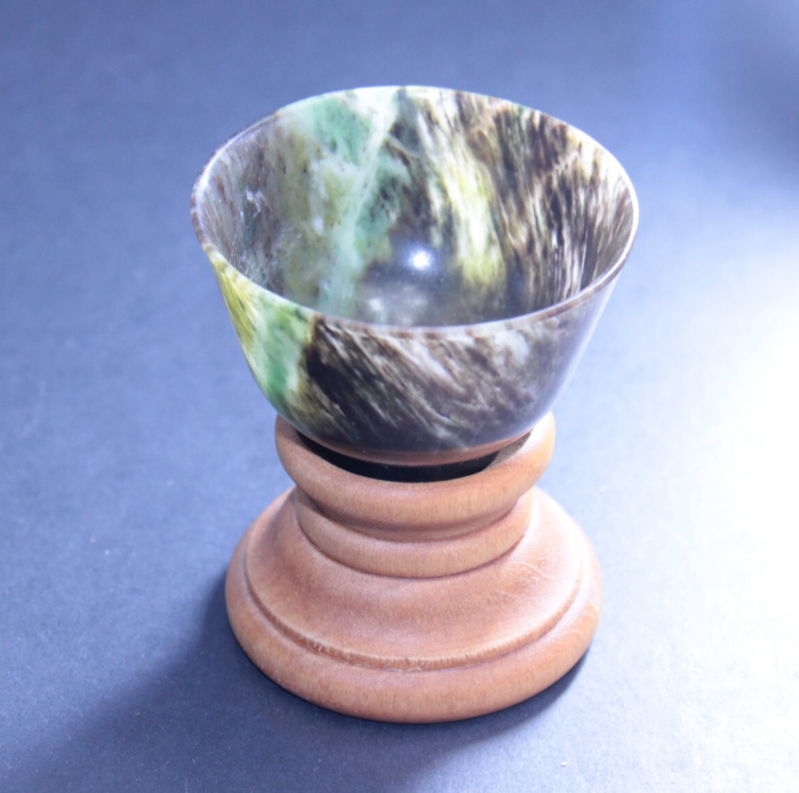 Carved Natural Jade Bowl & Stand | 49mm x 30mm | Beijing Export Wax Seal 🧧