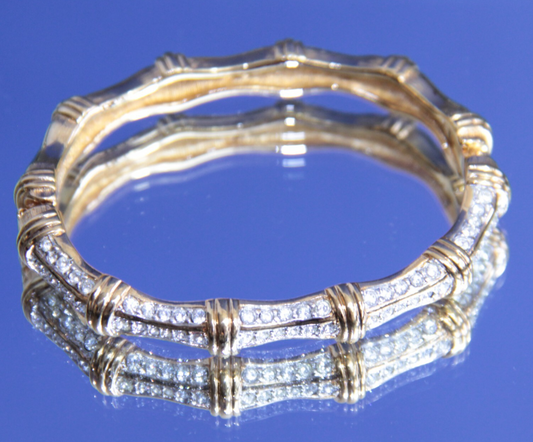 Swarovski Signed Gold Tone Hinged Bangle Bracelet