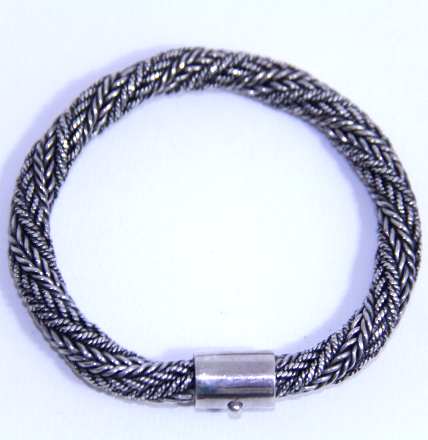 Vintage 8” Chunky 51.2g Sterling Silver Multistrand Chain Bangle Bracelet