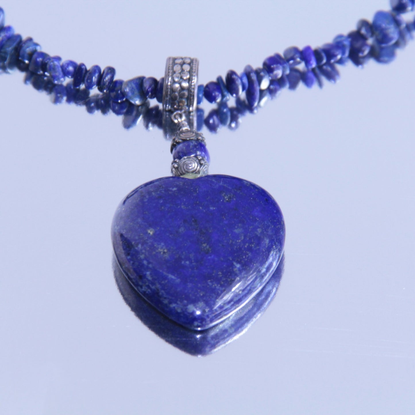Jay King Sterling Silver Lapis Lazuli Heart Necklace 18"-20" Desert Rose Trading