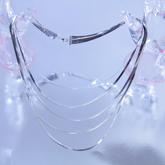 La Dea Bendata Herringbone Sterling Silver 5 Strand Necklace Italy KA 1772 46.7g