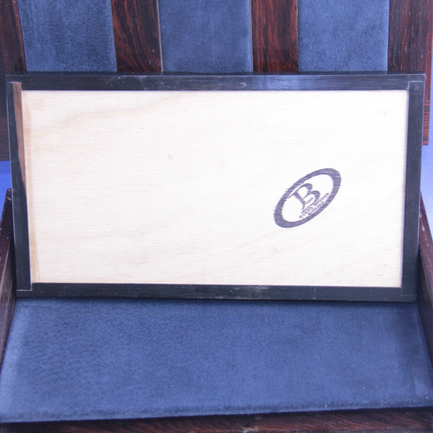 Handmade Wood Writing Box Boyce England – Ebony, Bird’s Eye Maple & Burlwood 13"