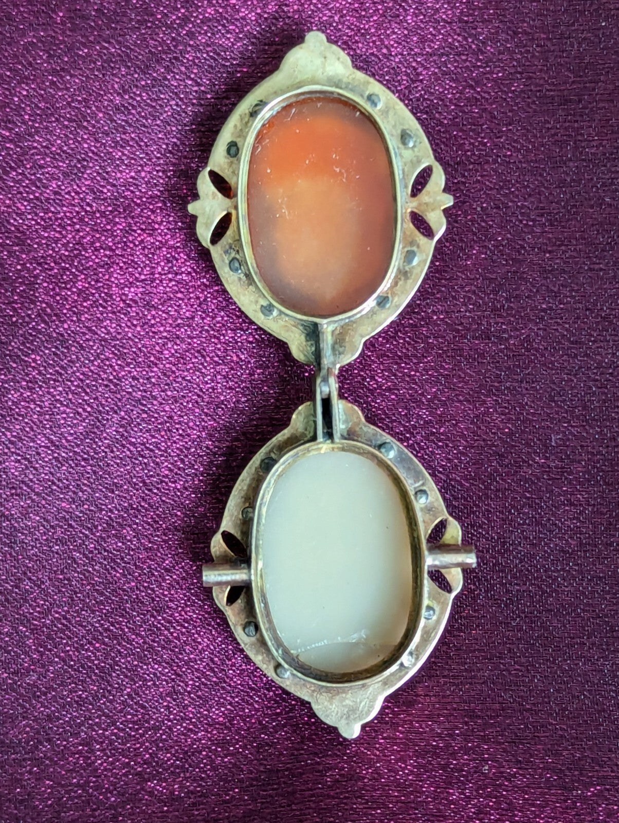 Antique Victorian Double Cameo Pendant Locket - 18k Gold