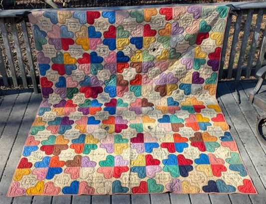 Antique Hand-Stitched Family Tree Heart Quilt Mabrey Hogg Ruff Treece Griffin