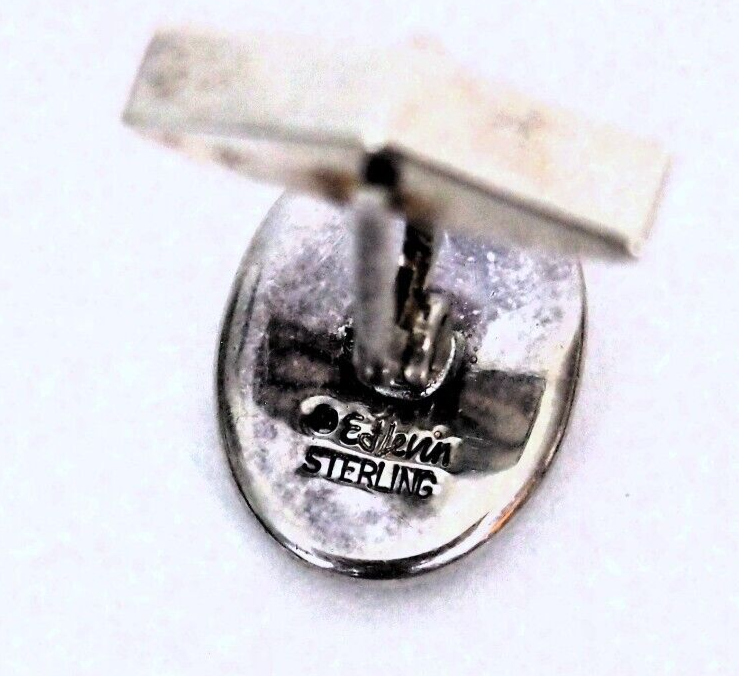 Ed Levin Modernist Cufflinks Hematite & Sterling Silver .925 – Mid-Century MCM