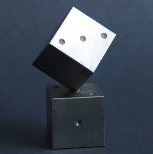 3" Mid Century Modern Dice Steel Brutalist Art Sculpture