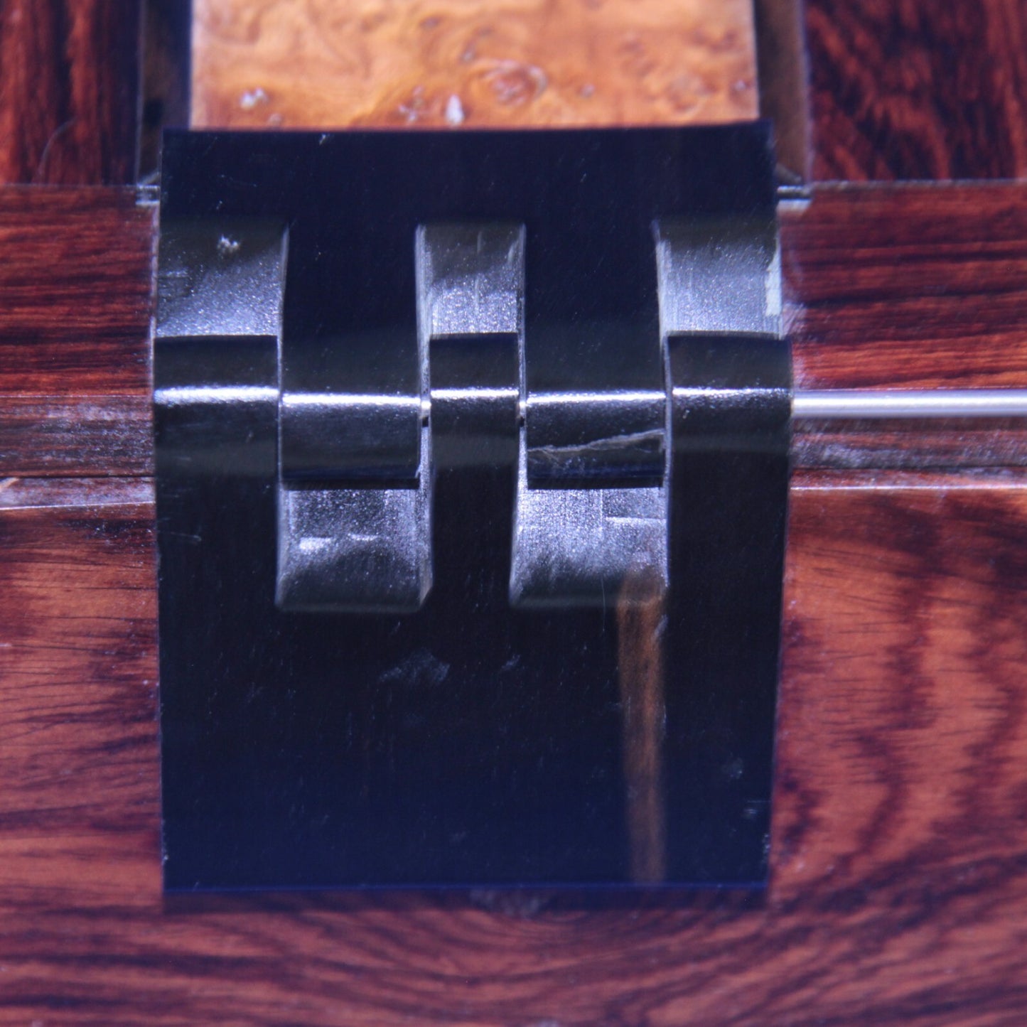 Handmade Wood Writing Box Boyce England – Ebony, Bird’s Eye Maple & Burlwood 13"